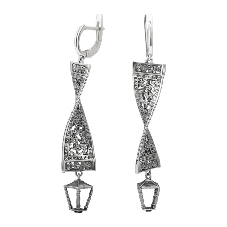 Длинные серебряные серьги «Аничков мост»