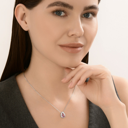 Серебряное колье с аметистом и фианитами