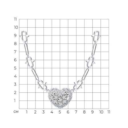 Серебряное колье с фианитами «Сердце с шипами»
