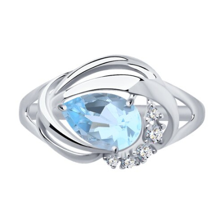 Серебряное кольцо с топазом и фианитами