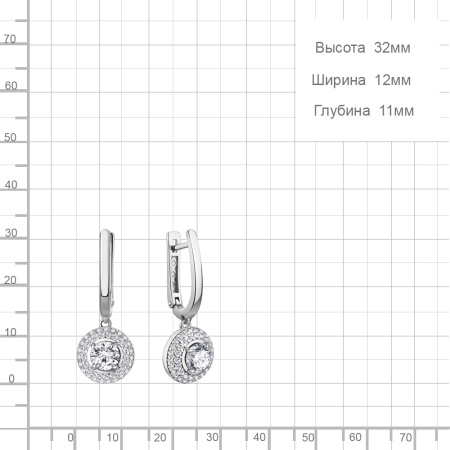 Серьги из серебра с фианитами