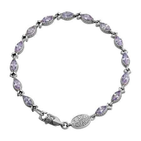 Браслет из серебра с аметистом «Спаси и Сохрани»