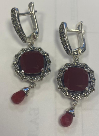 Серебряные серьги ALEXANDRE VASSILIEV с агатом