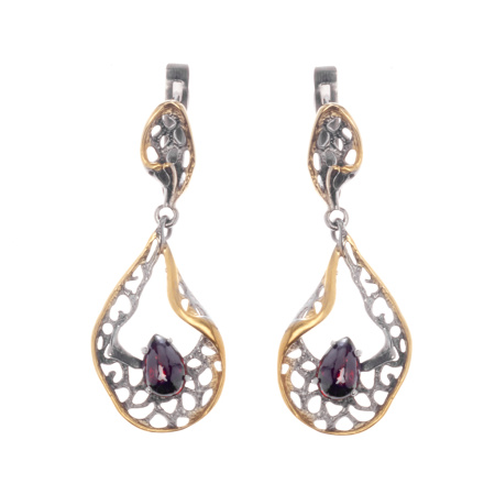 Серьги из серебра с гранатом