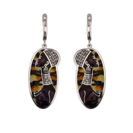 Серебряные серьги «Кения» с эмалью