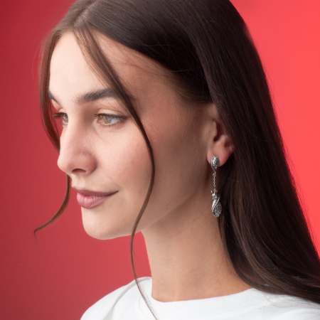Серебряные серьги «Бастет» кошка богиня