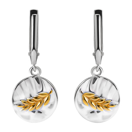 Серьги из серебра «Колос веточка»