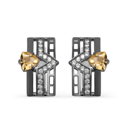 Серебряные серьги с цитрином и фианитами «Арабелла»