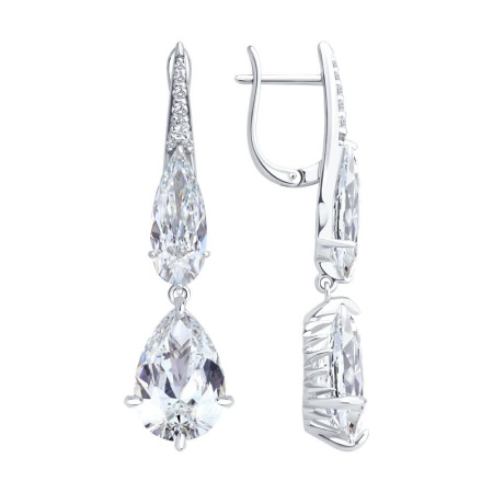Серьги из серебра с фианитами