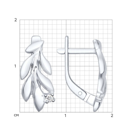 Серьги из серебра с фианитами Sokolov