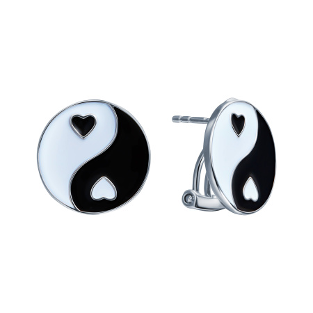 Серьги из серебра с эмалью «Инь Янь»
