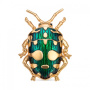 Брошь крупная из серебра с позолотой «Зеленый жук»