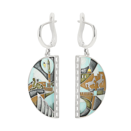 Серьги «Санкт-Петербург Утро» из серебра с эмалью