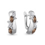 Серьги из серебра с дымчатым кварцем и фианитами