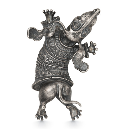 Серебряна брошь «Такса в свитере»