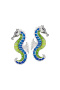 Серьги-пусеты с эмалью «Морской конек»