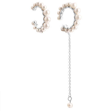 Серьги-каффы из серебра с культивированным жемчугом
