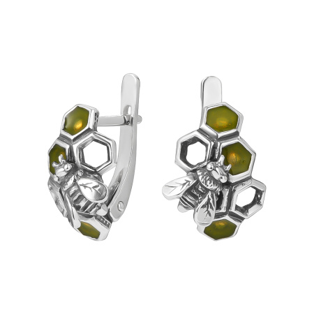 Серьги из серебра с эмалью «Мед»