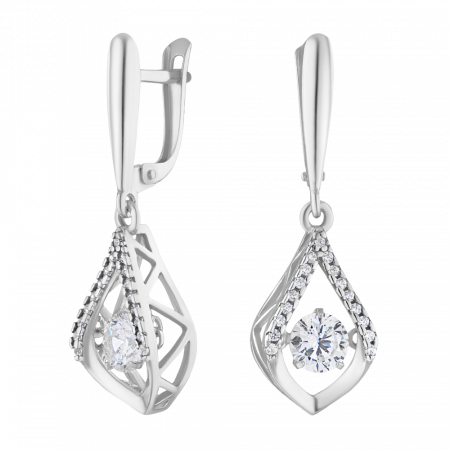 Серебряные серьги с танцующими фианитами