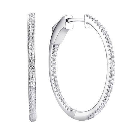 Серьги конго из серебра с фианитами