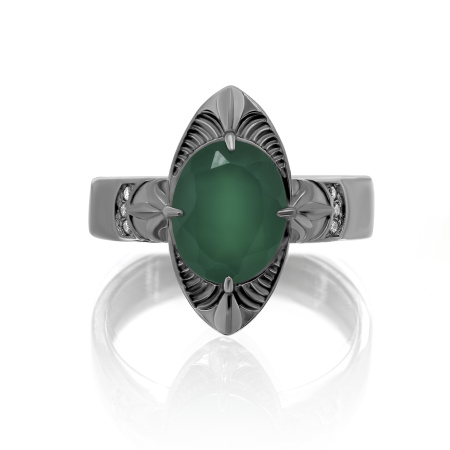 Серебряное кольцо с зеленым ониксом