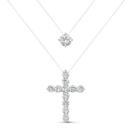 Серебряное колье с фианитом «Крест»