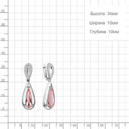 Серьги из серебра с наноморганитами и фианитами