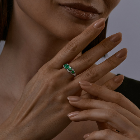 Кольцо из серебра с агатами и фианитами