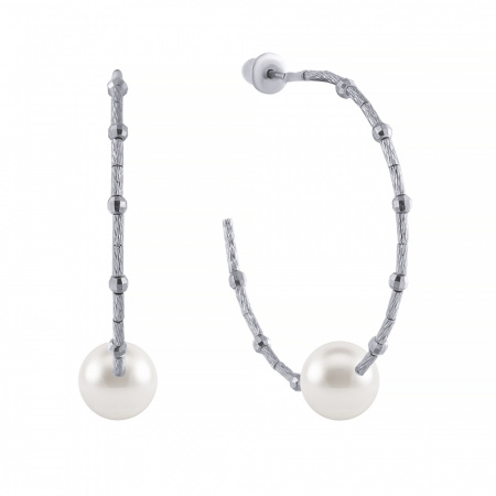 Серебряные серьги с жемчугом Майорика