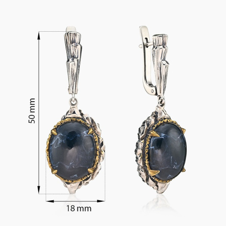 Серебряные серьги «Таинственная Галактика» с питерситом