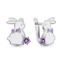 Серьги из серебра с аметистами и эмалью «Зайцы»