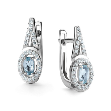 Серьги из серебра с топазом и фианитами