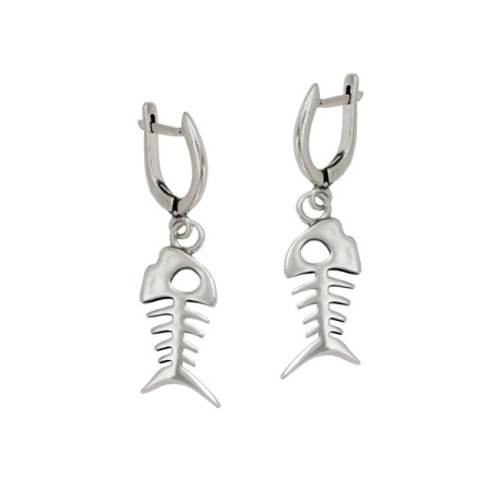 Серебряные серьги «Фиша» скелет рыба