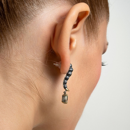 Серебряные серьги «Мятная Змея» с празиолитом