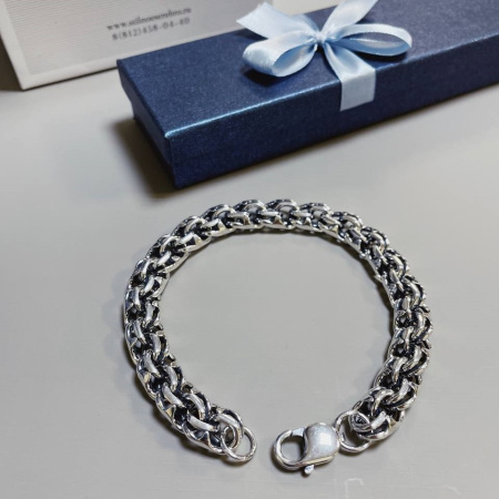 Браслет серебряный «Бисмарк» 1 см