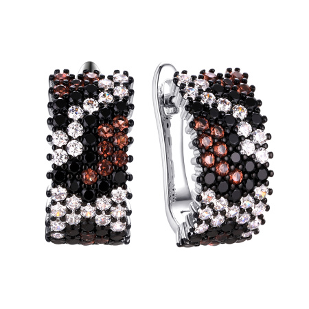 Серебряные серьги с фианитом и нанокристаллом