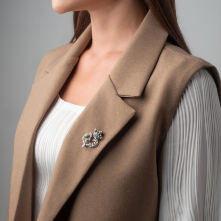 Брошь из серебра с эмалью «Luckenbut» чертополох