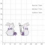 Серьги из серебра с аметистами и эмалью «Зайцы»