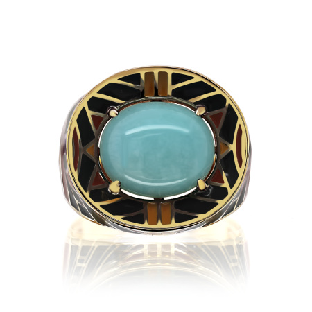 Серебряное кольцо с амазонитом «Сокровища Банту»