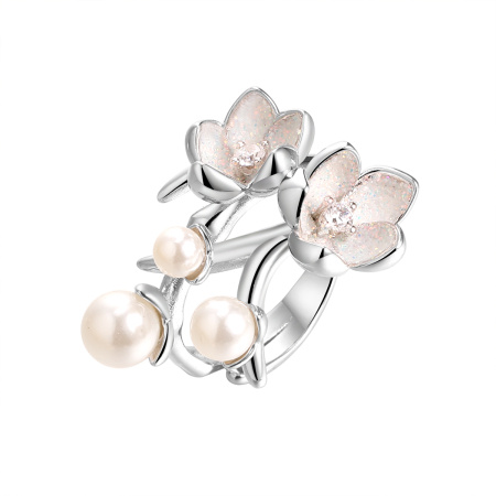 Кольцо из серебра с жемчугом «Ветка сакуры»