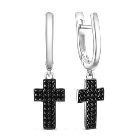 Серьги из серебра с натуральной шпинелью «Кресты»