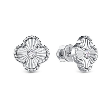 Серебряные серьги с фианитом «Цветок»