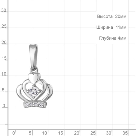Подвеска из серебра с фианитами «Корона»