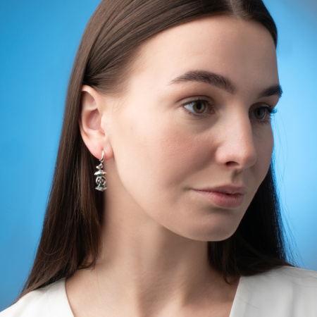 Серьги из серебра с эмалью «Яблоко»