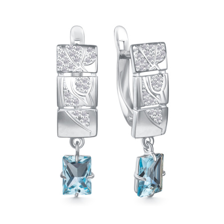 Серебряные серьги с топазом и фианитами