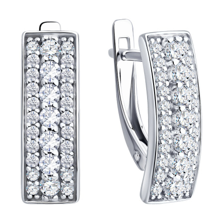 Серьги из серебра с фианитами
