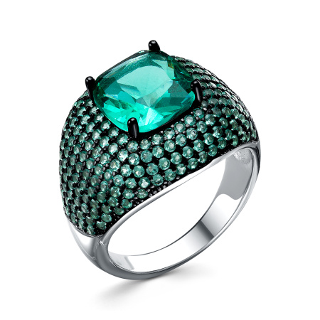 Кольцо из серебра с фианитами и ювелирным стеклом