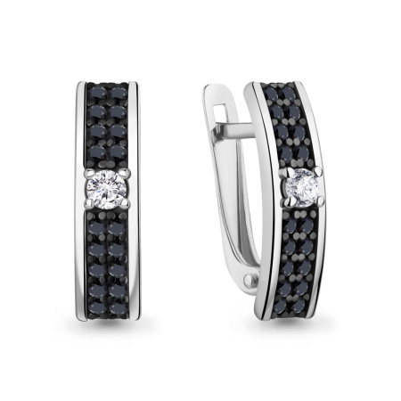 Серьги из серебра с нанокристаллом и фианитами