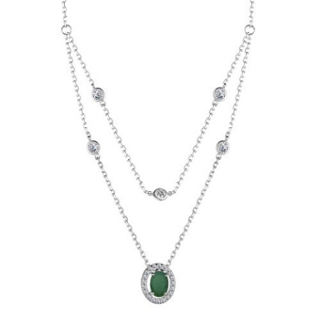 Серебряное колье с агатом и фианитами