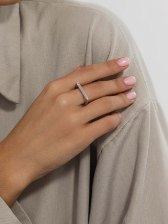 Кольцо из серебра с бриллиантом «Прямоугольник»